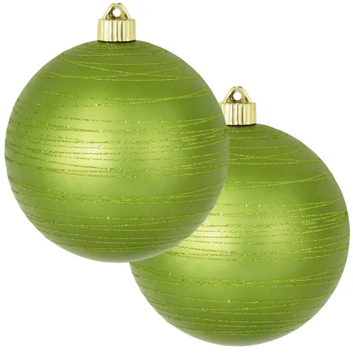 Vista 80 de Christmas By Krebs 6" (150mm) Purpurina Verde Esmeralda [2 Piezas] Esfera Extra Grande Sólida Super Grande de Plástico para Exteriores, Resistente