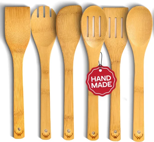 Vista 14 de Cucharas de madera de Navidad para cocinar, 6 piezas, utensilios de cocina de Navidad, regalos para decoración de cocina, incluyendo espátulas