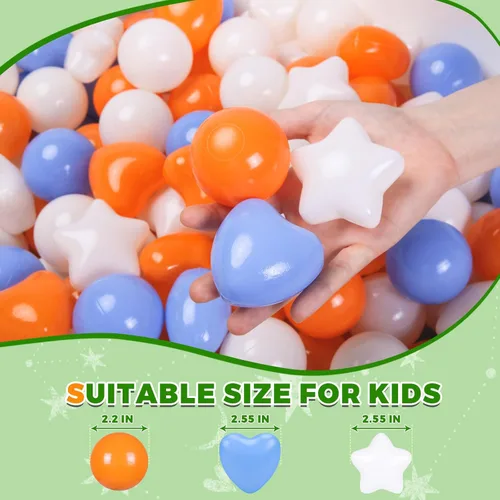 Vista 7 de Bolas de hoyo de TRENDPLAY en forma de estrella y corazón para niños pequeños - 50, 100, 200, 500 piezas de bolas de plástico para diversión y juego