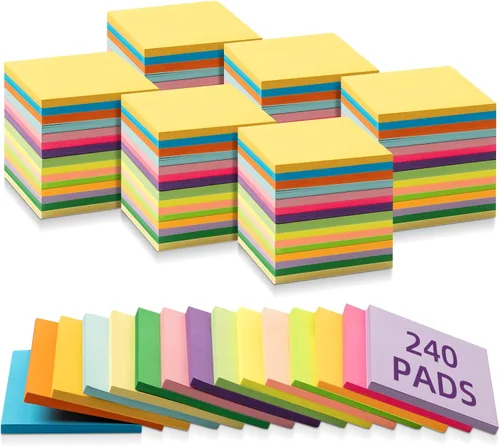 Vista 8 de Seajan 240 blocs de notas adhesivas de 3 x 3 pulgadas, multicolores brillantes, autoadhesivas para estudiantes, profesores, suministros de oficina