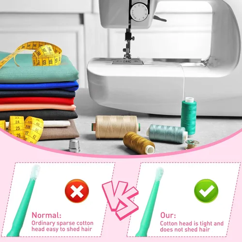 Vista 5 de Cindeer 200 piezas de cepillos de limpieza para máquinas de coser, hisopos limpios, desechables, puntas puntiagudas, hisopos de limpieza