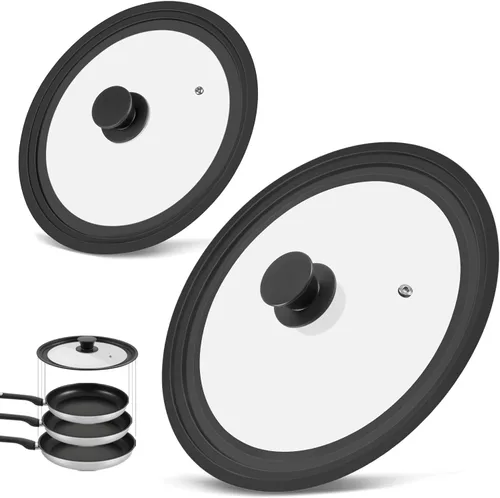 Vista 9 de Tapa Universal para Ollas, Sartenes y Cacerolas, Paquete de 2 Cubiertas de Sartén que se Ajustan a 7", 8", 9" y 10", 11", 12" de Diámetro