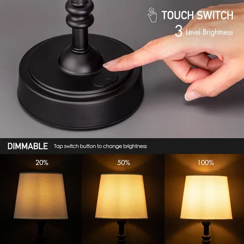 Vista 4 de O’Bright Seraph mini – Lámpara de mesa LED inalámbrica con regulador, batería recargable incorporada, 3 niveles de brillo, lámpara de mesa de patio
