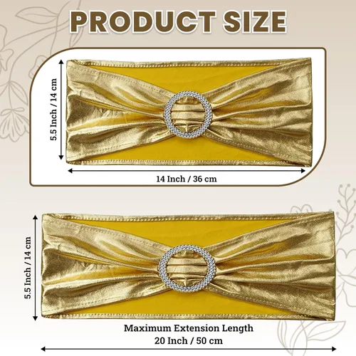 Vista 2 de MDS - Paquete de 10 bandas de elastano para silla, universales, se ajustan a bandas elásticas para sillas con hebilla, para boda, lazo deslizante