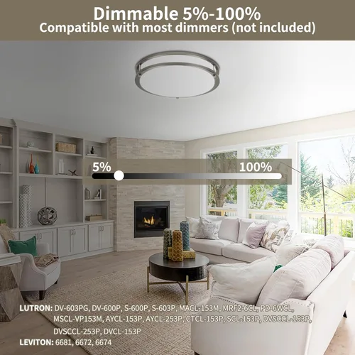 Vista 3 de Lámpara de techo de 13 pulgadas y 36 W, 5CCT de montaje empotrado, luz de montaje en techo 2700K 3000K 4000K 5000K 6500K ajustable, regulable cerca