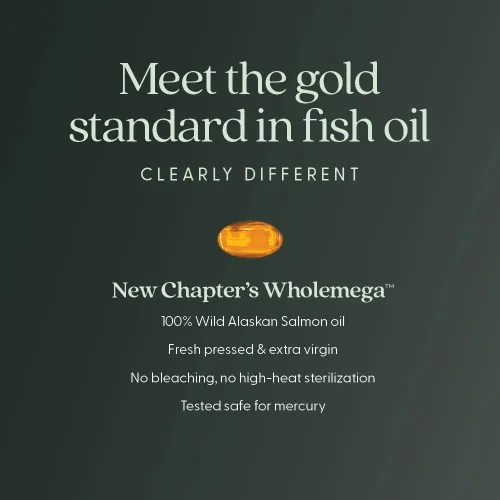 Vista 5 de New Chapter Suplemento de aceite de pescado: aceite de salmón de alaska silvestre Wholemega con omega-3 + vitamina D3 + astaxantina + capturado