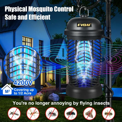 Vista 2 de Exterminador de insectos Fvoai, mosquitero electrónico para exteriores e interiores, trampa que atrae plagas, para patio