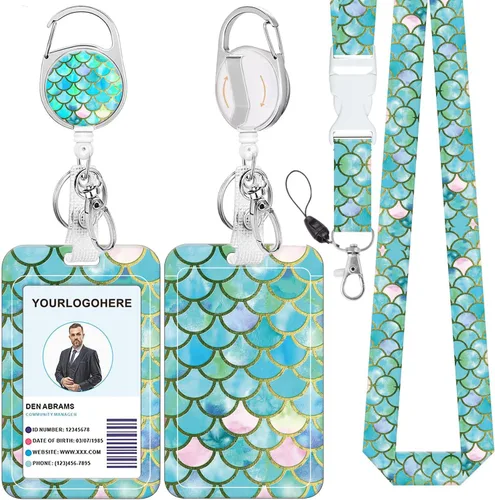 Vista 55 de Cordón para credencial y soporte para tarjetas de identificación, carretes retráctiles con clip para cinturón de carrete de mosquetón, cordón