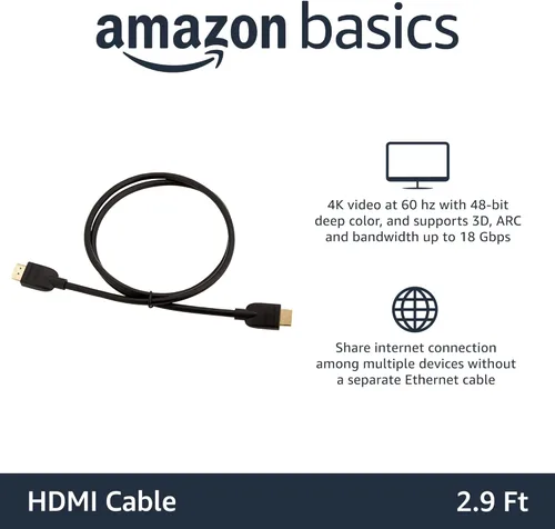Vista 31 de Yaxa Basics Cable HDMI, 3 pies, 4K@60Hz, cable HDMI 2.0 4K de alta velocidad (18 Gbps), 2160p, 48 bits, compatible con TV/PS5/Xbox/Roku, negro