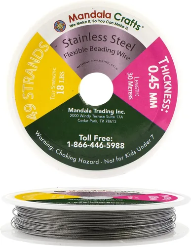 Vista 19 de Mandala Crafts Alambre de acero inoxidable de 7 hebras de cola de tigre – 32 pies calibre 18 de plata para hacer joyas