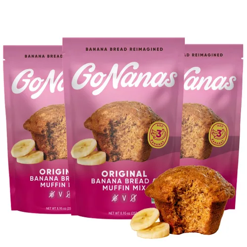 Vista 7 de GoNanas Mezcla original de pan de harina de avena y plátano, adecuada para dietas veganas a base de plantas, aperitivos sin gluten, aperitivos