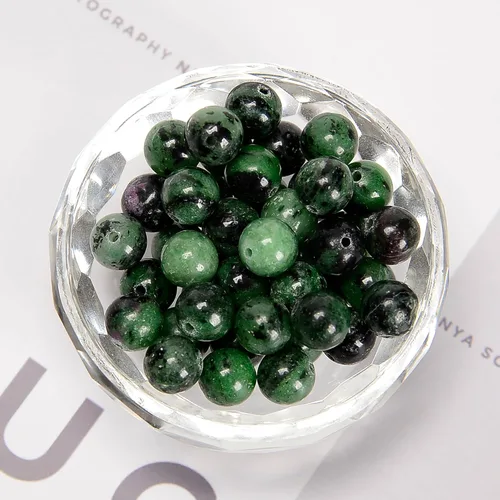 Vista 2 de JM Design Rubí Zoisite Cuentas redondas lisas 0.157 in 15.5" Hebra para la fabricación de joyas