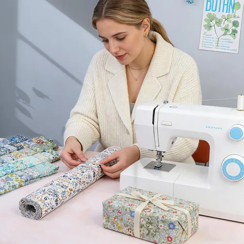 Vista 4 de 45 piezas de rollos de tela, tiras de tela precortadas para acolchar, tela de acolchado de algodón para manualidades de patchwork, algodón de tejido