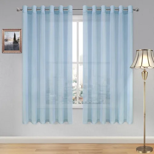 Vista 91 de DWCN - Cortinas de gasa transparente, estilo lino, con ojales, diseño de lino, para sala de estar, juego de 2 paneles Blanco