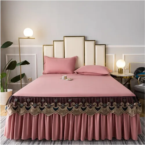 Vista 29 de Juego de colcha acolchada de terciopelo de lujo de 3 piezas con volantes, tamaño King, con 2 fundas de almohada de 18 pulgadas, caída de polvo