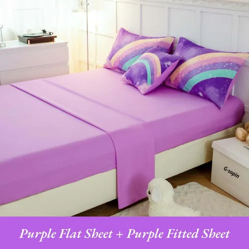 Vista 8 de ANGIYUIN - Juego de edredón infantil de gradiente arcoíris púrpura profundo, 6 piezas, ropa de cama con purpurina brillante para niñas, juego