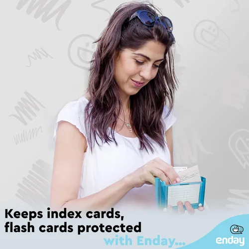 Vista 6 de Enday Portatarjetas de índice, estuche organizador de tarjetas flash de 3 x 5, caja de archivos con 5 divisores, caja de tarjetas con capacidad
