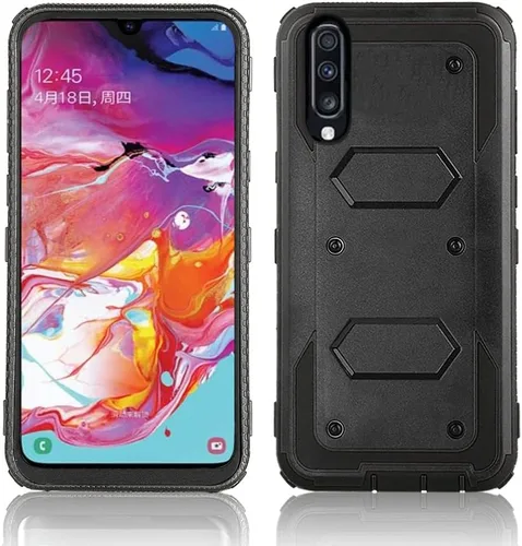 Vista 6 de Asuwish Funda de teléfono para Samsung Galaxy A70, híbrida, resistente, a prueba de golpes, a prueba de caídas, cuerpo completo, resistente, Negro