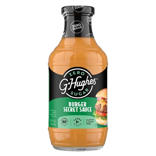 G Hughes Salsa secreta de hamburguesas sin azúcar, 16 onzas (paquete de 1)