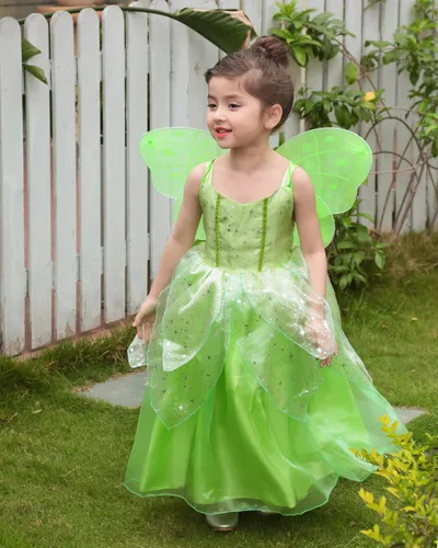 Vista 6 de MDYCW Disfraz de princesa Tinker Bell de Halloween para niñas, disfraz de hada para fiesta de cumpleaños, vestido para ocasiones especiales con alas
