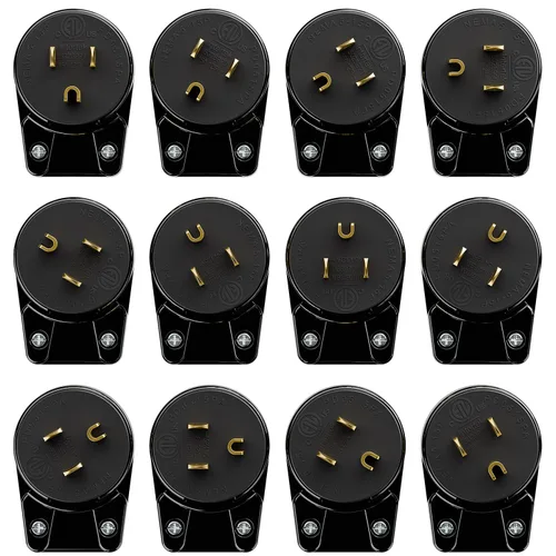 Vista 5 de ETL Verified Nema 5-15P Enchufe de ángulo recto de 90 grados - 15A, 125V, negro, enchufe de CA de ángulo recto de 3 clavijas de EE. UU