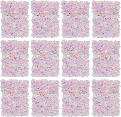 Vista 41 de Arreglo de flores artificiales para decoración de paredes; paneles decorativos con hortensias artificiales para el hogar, fiestas, bodas, Navidad