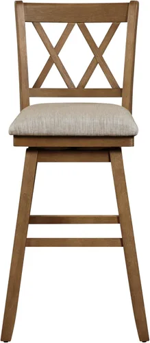 Vista 28 de Home Brookline Swivel Bar Stool Chair with 360° Turn Mechanism, Rustic Farmhouse Stools for Kitchen Counter with Cushion, 24" Seat Height, Black