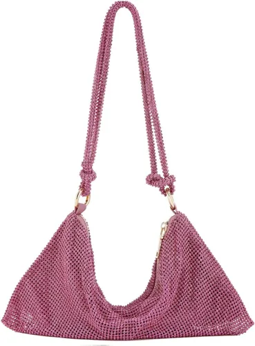Bolso de noche para mujer, con diamantes de imitación brillantes, bolso de mano con cadena brillante