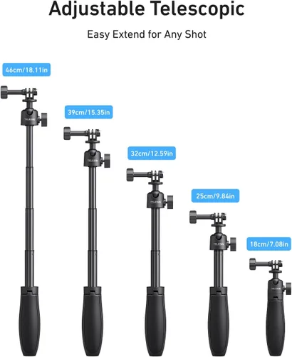 Vista 7 de TELESIN Mini trípode selfie stick de 18.1 pulgadas para DJI OSMO Nano Action 6 5 4, GoPro Hero 13 12, accesorios de cámara Insta360 X5 X4 Ace Pro