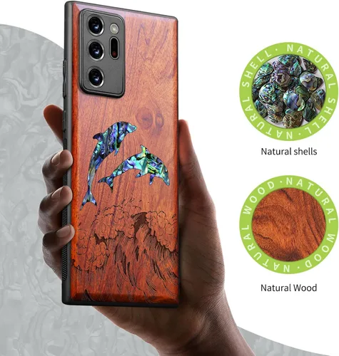 Vista 2 de Carveit Funda de madera de diseñador para Samsung Galaxy Note20 Ultra (grabado de madera e incrustaciones de carcasa) compatible con cargadores