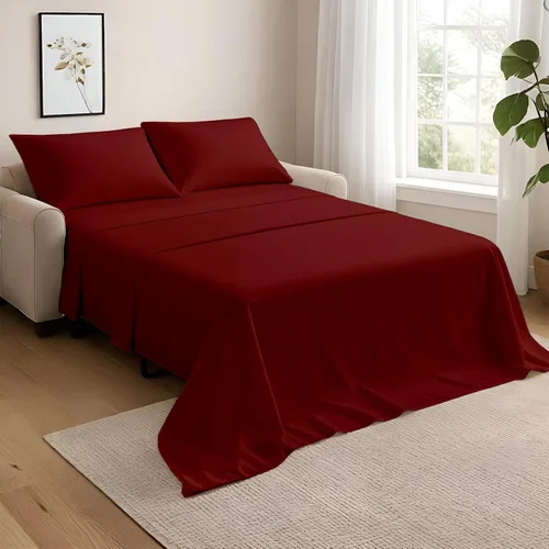 Vista 14 de NON Sticky cotton Sábanas para sofá cama tamaño Queen, juego de sábanas de algodón egipcio de 4 piezas para sofá cama, sábana bajera de bolsillo