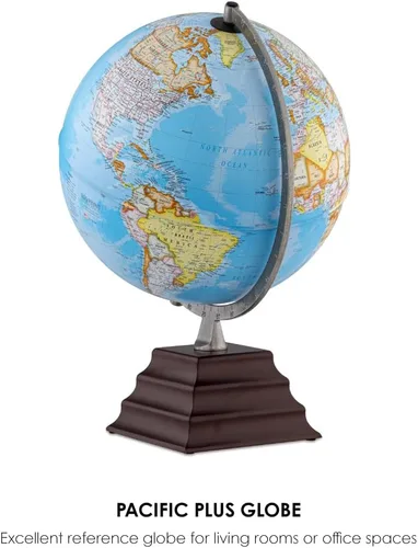 Vista 2 de Waypoint Geographic Pacific Plus Globe, globo de mundo de estilo océano azul de 12 pulgadas, globo de referencia actualizado para decoración