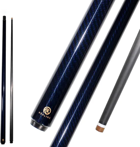 Vista 3 de Taco de billar con eje de fibra de carbono 100% de 58" 19-20oz junta 1/2 de fibra de carbono, taco de pool con punta de 12.5mm/12.4mm (Unilock)