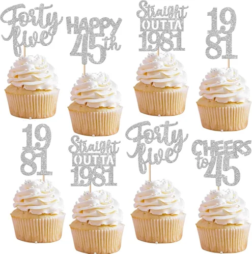 Vista 100 de 30 piezas de decoraciones para pastel de cumpleaños número 10, decoraciones de cupcakes negras con brillo, 10 feliz cumple, directo desde 2016, 10