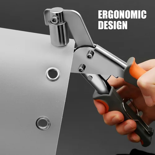 Vista 2 de Kit de herramientas para ojales, alicates de mano con 600 ojales de 3/8 pulgadas, kit de ojales resistentes, kit de alicates para bricolaje