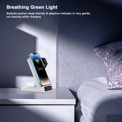 Vista 8 de Wireless Charger: 3 in 1 Wireless Charging Station, 22.5W Fast Wireless Charger Stand for iPhone 14/13/12/11 Pro Max XR XS 8 Plus, for Apple Watch