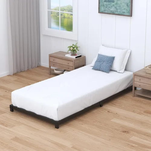 Vista 5 de Nailsong Marcos de cama individual de 4 pulgadas de perfil bajo, base de cama individual con plataforma sin necesidad de somier, metal resistente