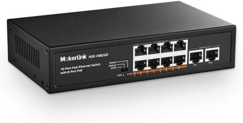 Vista 13 de MokerLink Conmutador POE Gigabit de 5 puertos, con 4 puertos POE+ 1000Mbps, 78W IEEE802.3af/at, Plug and Play no administrado, metal resistente sin