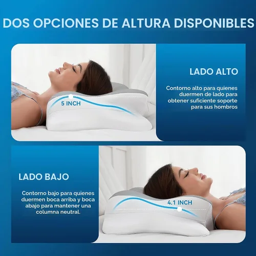 Vista 3 de Almohada cervical para el dolor de cuello, espuma viscoelástica ergonómica para personas que duermen de lado y espalda