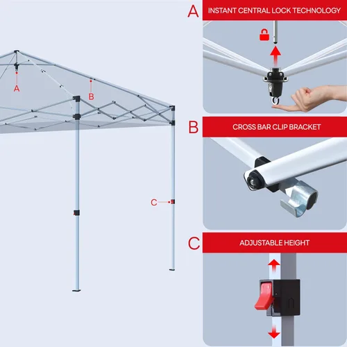 Vista 6 de Tienda de campaña desplegable de 10 x 10 pies, 10 x 10 pies (blanco, 10 x 10 pies)