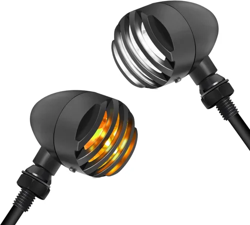 Vista 9 de Luces intermitentes NTHREEAUTO para motocicleta, faros intermitentes de LED, de aluminio y resistentes al agua, luces indicadoras universales