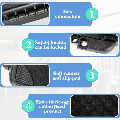 Vista 3 de Funda rígida portátil de 14.1 x 10.6 x 3.5 pulgadas con espuma personalizable en dados que protege equipos, electrónica, herramientas, micrófonos