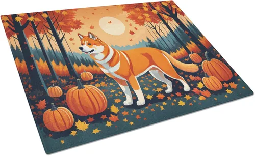 Vista 35 de Caroline's Treasures DAC1024LCB Boston Terrier - Tabla de cortar de vidrio de otoño grande decorativa de vidrio templado para cocina, tabla