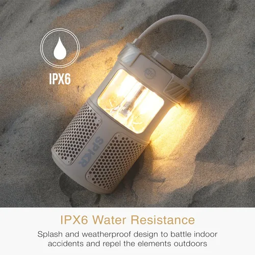 Vista 4 de MEE Audio lightSPKR Altavoz inalámbrico Bluetooth con linterna de campamento: audio de 360°, 3 modos de audio, 2 colores de luz y ajuste de brillo