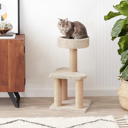 Vista 3 de Yaxa Basics Árbol para gatos – Torre de actividad de escalada de varios niveles para gatos y gatitos para interiores, con postes rascadores