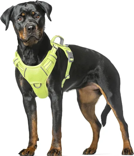 Vista 23 de BARKBAY Arnés para Perro Sin Tirones Talla Grande Arnés Reflectante para Perro con Clip Frontal y Asa de Control Fácil para Caminar Entrenar Correr