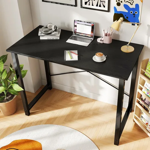 Vista 10 de DUMOS Escritorio de oficina pequeño de 32 pulgadas para computadora de estilo moderno y simple, mesa de trabajo de estudio para el dormitorio