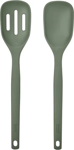 Vista 10 de Tovolo Elements - Juego de 2 cucharas de silicona para mezclar y ranurar para servir de cocina antiadherente, apta para lavavajillas, resistente al