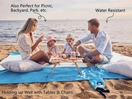 Vista 4 de WEKAPO Manta de Playa Resistente a la Arena e Impermeable, Alfombrilla de Playa Extra Grande, Alfombrilla Sin Arena de Tamaño Grande y Compacta