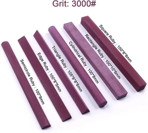 Vista 2 de ATOPLEE Piedra de pulido, 6 piezas de grano 3000 # Rubí piedra de afilar piedra de pulido piedra de aceite Graver herramienta de afilado 6 formas
